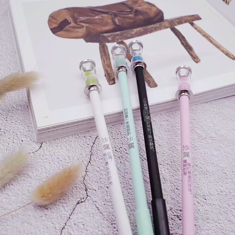 1 Piece Sand Clock Gel Pen Creative Time Hourglass Writing Pen 0.5mm Lovely Signing Pen Timer Students Office School Stationery Random Color