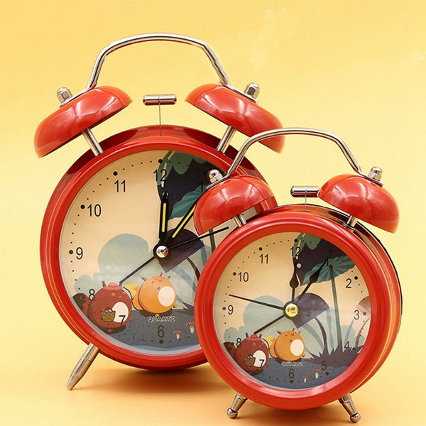 Metal Cute Fashion Bell Ring Mute Clock European Retro With Night Light Table Clock