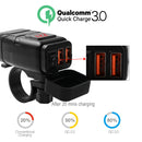 12V QC3.0 Dual USB Charger Handlebar Equipment  Quick Change Adapter For Car Motorcycle