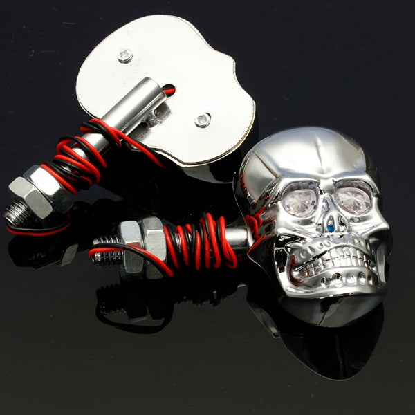 4pcs 12V 0.5W Skeleton Turn Signal Light Motorcycle Skull Head Indicator Lamp