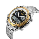 SKMEI 1204 Dual Dsplay Digital Watch Men Stainless Steel Strap Luminous Alarm Outdoor Sport Watch