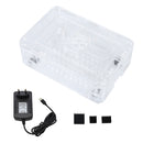Updated ABS Enclosure Box V4 Case+5V/3A EU Standard Plug Power Supply+3*Black Heat Sink Set for Raspberry Pi 4