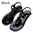 Women's Summer Jelly Flowers Thong Sandals Beach Toe Flip Flops Flats Shoes