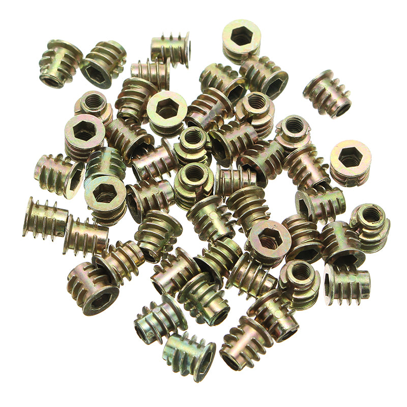Suleve M10ZN1 50Pcs M10 Zinc Alloy Wood Furniture Hex Socket Drive Head Screw-in Threaded Insert Nut 15mm/20mm/25mm