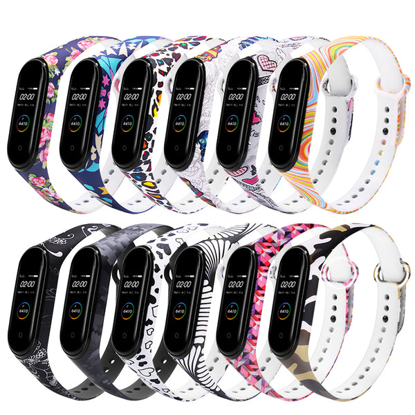 Colorful Pattern Watch Band Watch Strap Replacement for Xiaomi Miband 4 Miband 3
