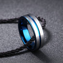6mm Tungsten Steel Men Ring Blue Cross Simple Trendy Jewelry
