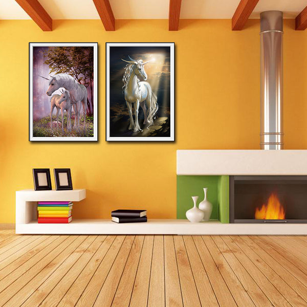 Miico Hand Painted Combination Decorative Paintings Dream Word Horse Wall Art For Home Decoration
