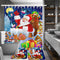 180X180 Santa Claus Christmas Gifts Shower Curtain with Hooks Waterproof Bathroom Carpet Set