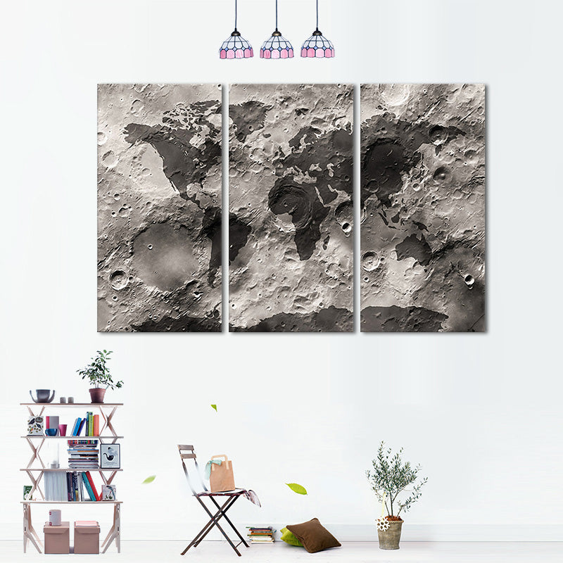 Miico Hand Painted Three Combination Decorative Paintings Lunar Surface Wall Art For Home Decoration