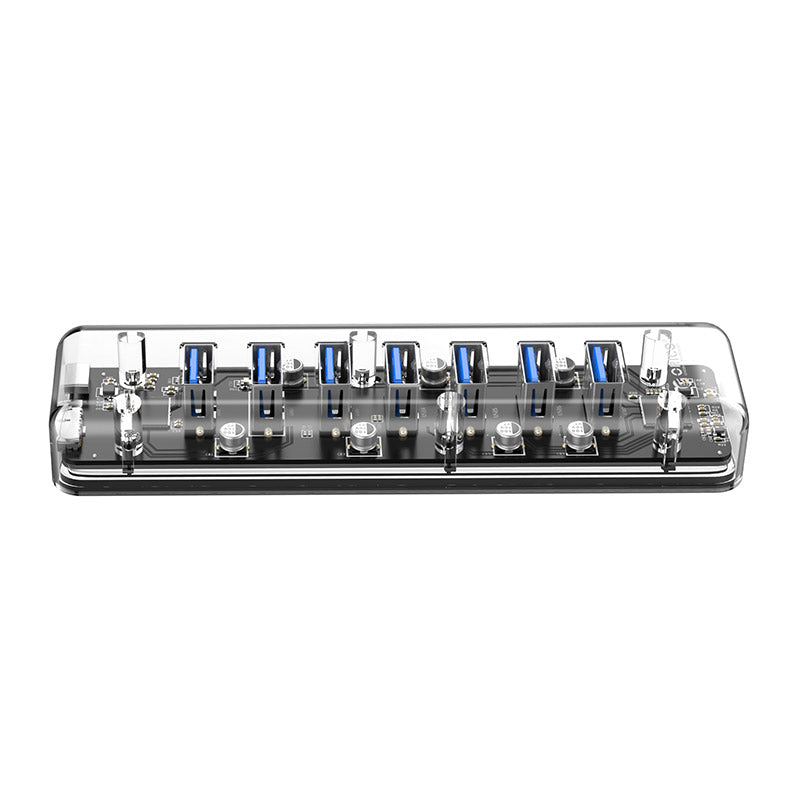 Orico F7U Transparent 7-Port USB 3.0 Hub with Dual-port Power Supply