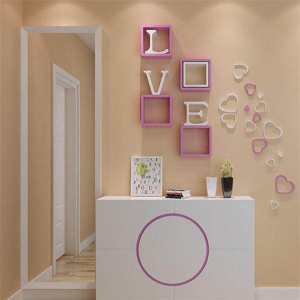 5Pcs 10 Colors DIY Heart Shape Wall Stickers Decal Acrylic Home Wall Door Bedroom Decor