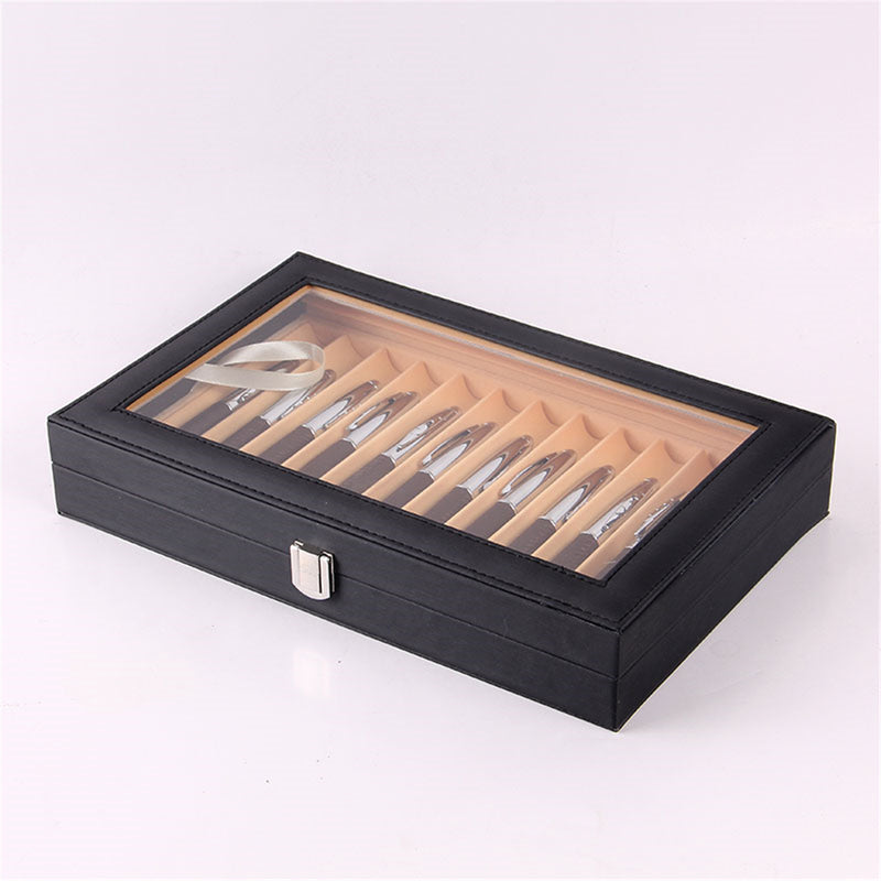 12 Slots Fountain Pen Display Case Holder Leather Storage Collector Organizer Box