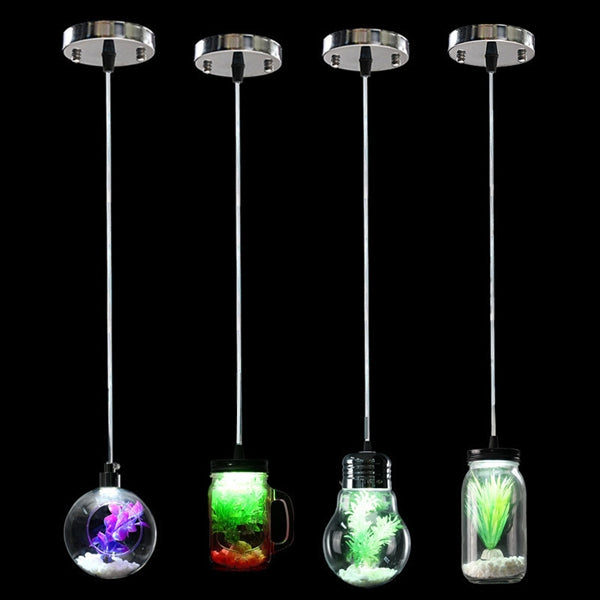Modern Jar Cup Bulb Sphere Style Glass Plant Ceiling Pendant Light Hanging Lamp For Indoor Decor