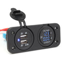 DC12-24V Waterproof Dustproof Dual Usb Port + LED Digital Volt Meterr + Ammeter
