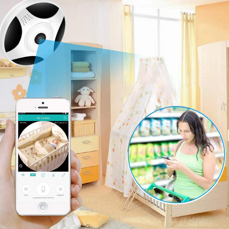 BESDER VR306 Panoramic Camera WiFi 360  Wireless Video IP Camera WiFi 1080P Two Way Audio SD Card Slot Mini CCTV CAMER