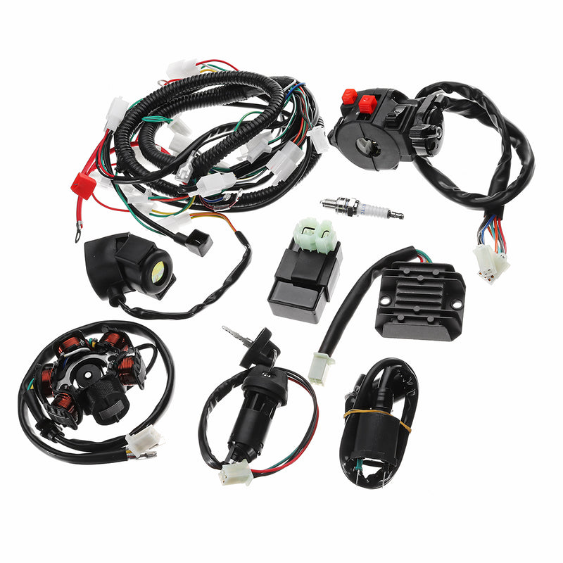 Full Electrics Wiring Harness Loom CDI Coil For GY6 150CC ATV Quad Go Kart Buggy