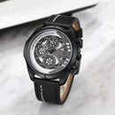 BAGARI 1802P Fashion Men Watch 3ATM Waterproof Week Display Leather Strap Quartz Watch