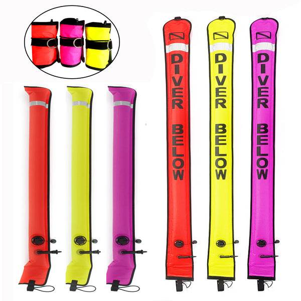 1.8mX15cm Portable Scuba Diving Dive Surface Marker Buoy SMB Safety Sausage Safety Gear