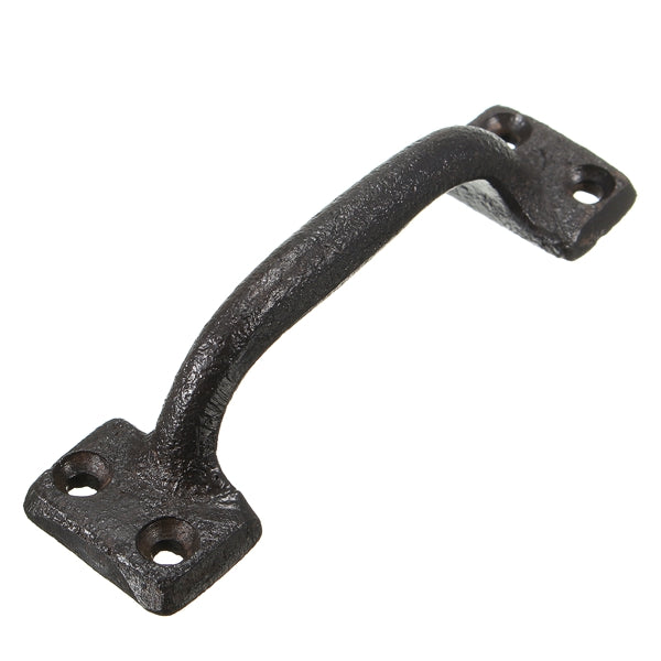 Black Iron Pull Door Handle 98mm Iron Gate Pull Handle with Screws