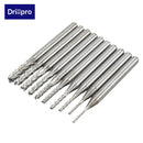 Drillpro DB-M8 10pcs 0.8-3mm Carbide PCB Drill Bits Engraving Milling Cutter for CNC Rotary Burrs