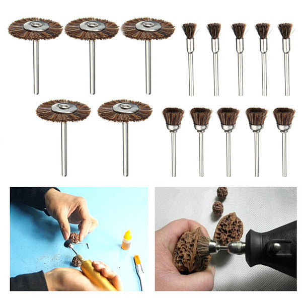 15pcs Nylon Bristle Brushes Set Deburring Cleaning Polishing Tool For Electric Grinder