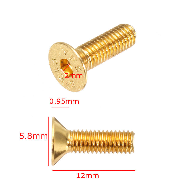 Suleve M3AH1 10Pcs M3*10 Countersunk Head Hex Socket Screws Steel Alloy Titanium Plating Gold