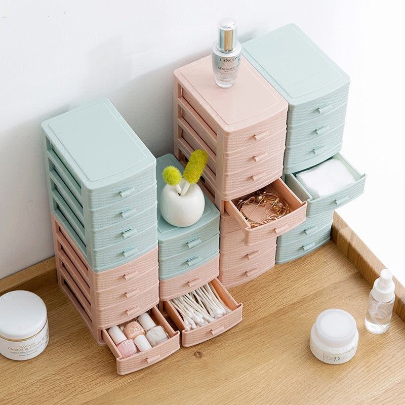 Mini Desktop Storage Box Multi-layer 2/3/4 Layers Cosmetic Container Organizer Stationery Storage Drawers for Home Office