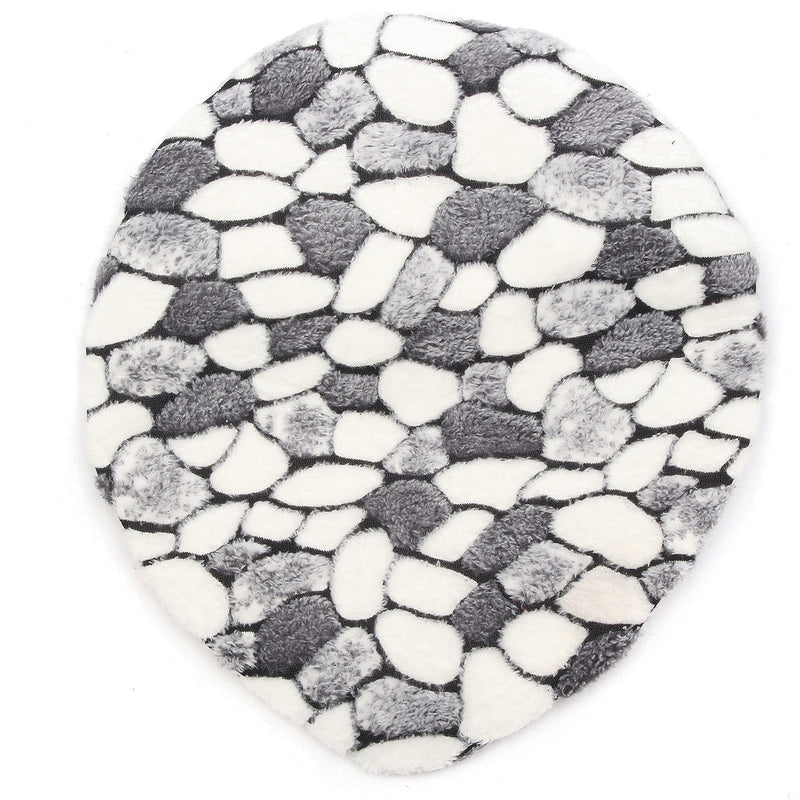3Pcs Stone Pattern Washable Anti-Slip Soft Bathroom Pedestal Rug Toilet Lid Cover Bathroom Floor Mat Set