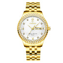 CHENXI 8215 Casual Style Men Wrist Watch Gold Case Full Steel Band Quartz Watch