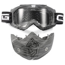 Detachable Modular Mask Shield Goggles Full Face Protect For Motorcycle Helmet Silver Clear