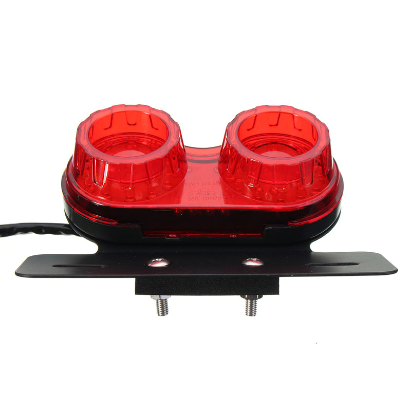 LED License Plate Brake Tail Turn Signal Dual Light For Motorcycle Bobber Cafe