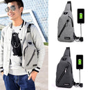 IPRee USB Charging Canvas Chest Bag Travel Business Messenger Shoulder Sling Fanny Pack Pouch