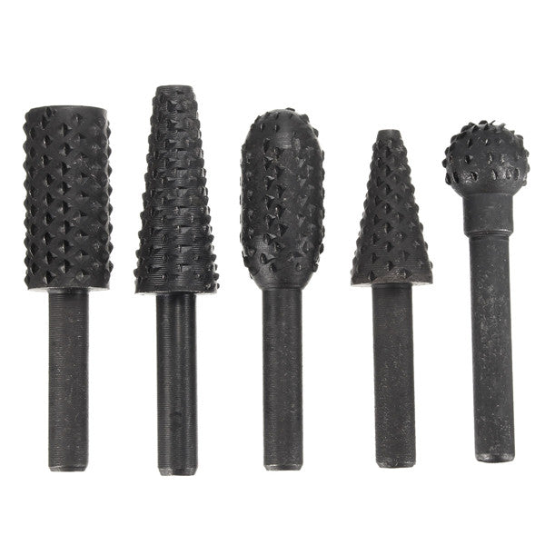 5pcs 1/4 Inch Shank HSS Rotary Burr Set Woodworking Tool