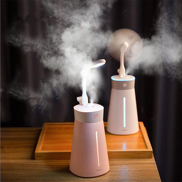 Baseus Air Humidifier Diffuser Mist Maker For Home Office Car Aroma Air Diffuser Humidifier With Colorful Lamp Light Fan
