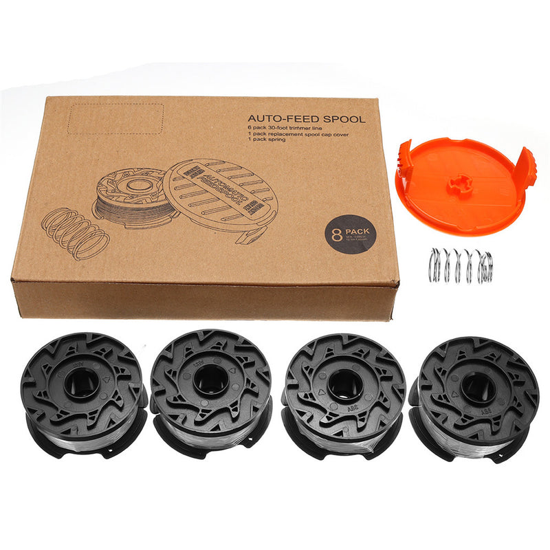 4pcs 30 Inch Trimmer Line With Replacement Spool Cap Cover / Spring For BLACK/DECKER String Trimmers