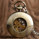 Deffrun Vintage Hand Wind Mechanical Watch Wooden Design Pocket Watches