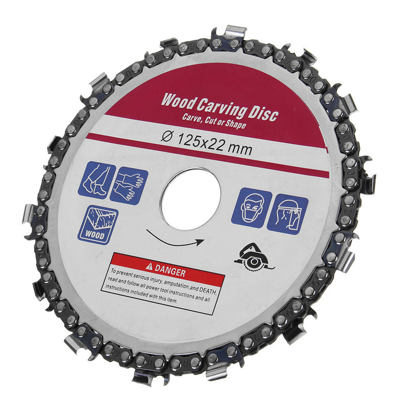 Upgrated 5 Inch Wood Carving Disc 14 Teeth 7/8 Inch Arbor Grinder Disc Chain for Angle Grinder