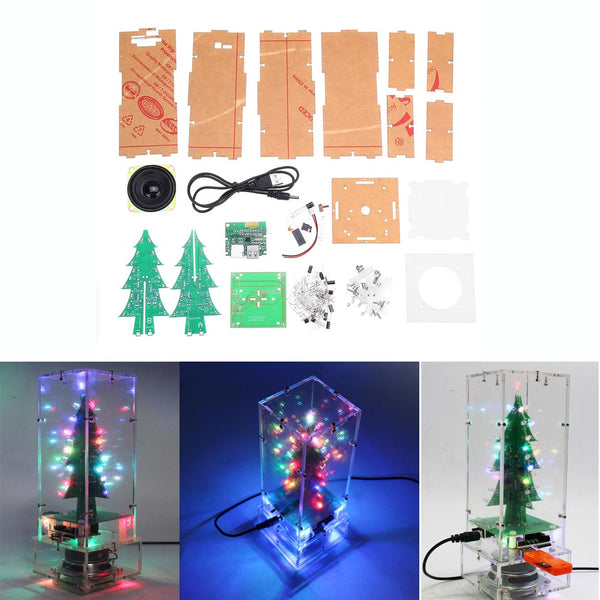 DIY Colorful Christmas Tree bluetooth MP3 Electronic Production Kit Music Remote Control Audio