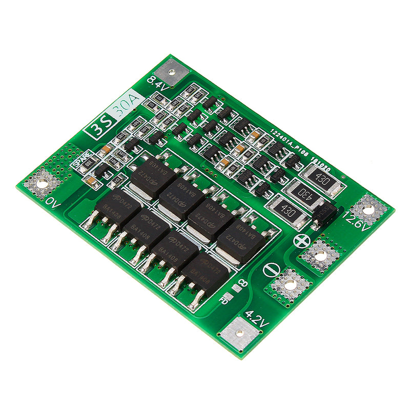 3 Series 11.1V 12.6V 18650 Lithium Battery Protection Board and Strip Equalization 30A