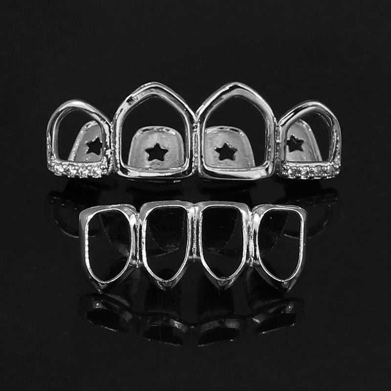 Unisex Women Men Rose Gold Plated Hip Hop Teeth Grill Top Bottom Tooth Dental Tools