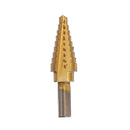 Drillpro 5Pcs Titanium Plating 1/8-1-3/8 Inch Step Drill Bit Set Hole Puncher for Metal Wood Steel