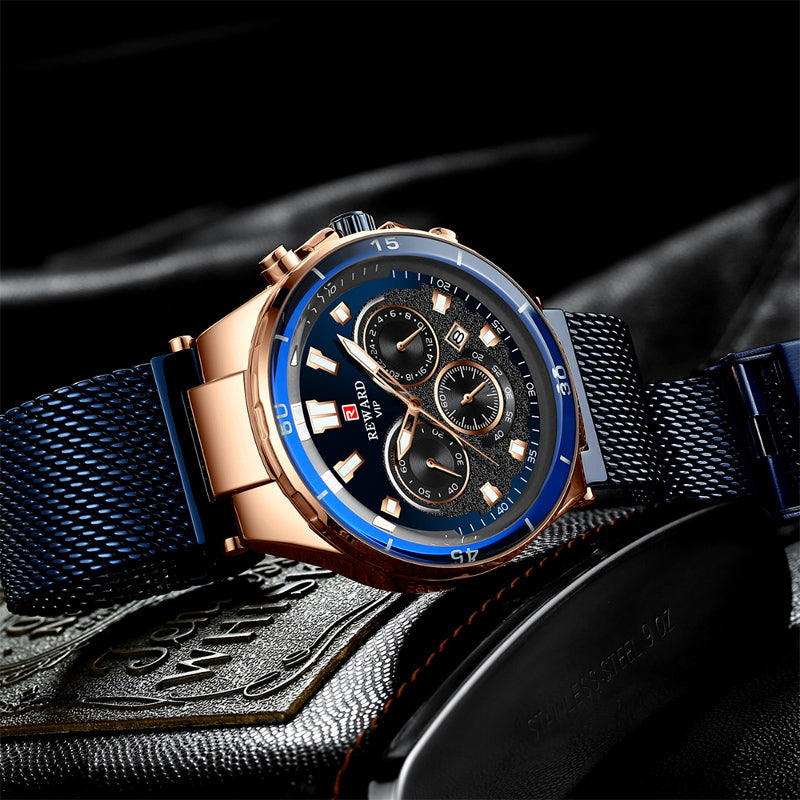 REWARD RD82003M Fashion Sport Waterproof Chronograph Luminous Display Men Hardlex Glass Quartz Watch