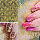 1 Sheet 3D Gold Embossed Nail Stickers Flower Blooming Decals Gorgeous Manicure