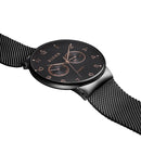 BIDEN BD0047 Ultra Thin Casual Style Men Wrist Watch Week Display Mesh Steel Quartz Watch