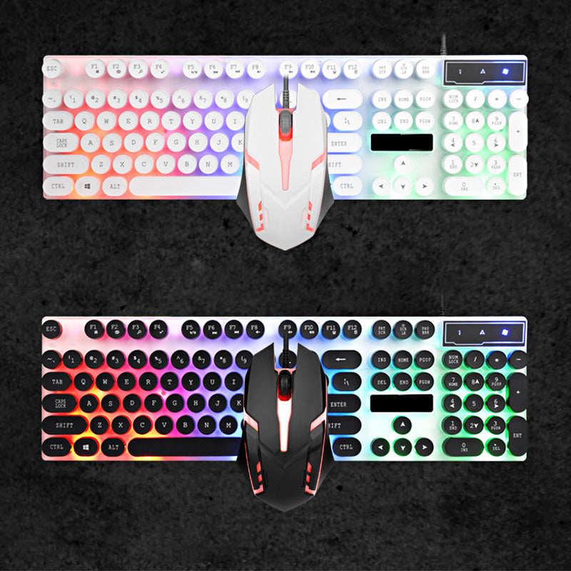 Q210 Rainbow Backlit USB Wired 104Key Mechanical Keyboard and 1600 DPI LED Mouse Combo