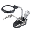 LED Helping Hand Clamp Magnifying Glass Soldering Iron Stand Lens Magnifier Tool
