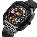 SKMEI 9184 Fashion Men Automatic Watch Waterproof Hollow Art Stainless Steel Strap Mechanical Watch