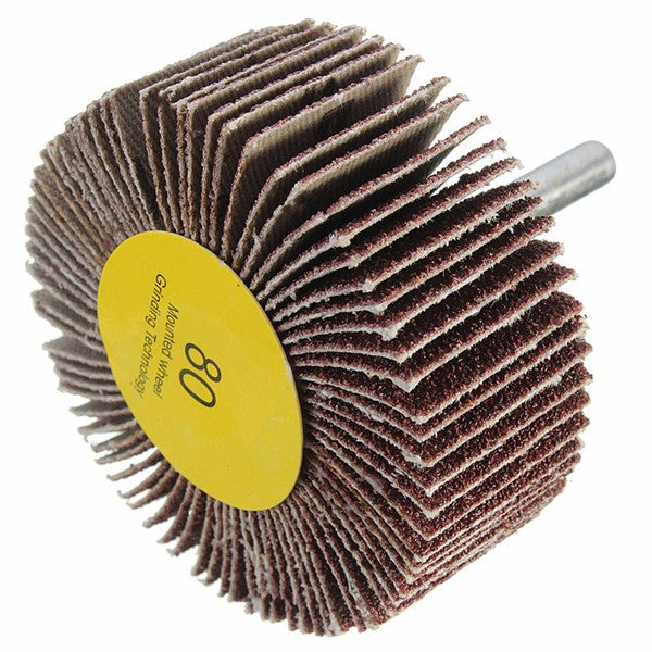 60/80 Grit 6mm Shank Flap Wheel Disc Sanding Abrasive Grinding Wheel for Rotary Tool