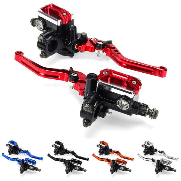 7/8" Motorcycle Master Cylinder Hydraulic Brake Pump Clutch Handlebar Lever Reservoir Set