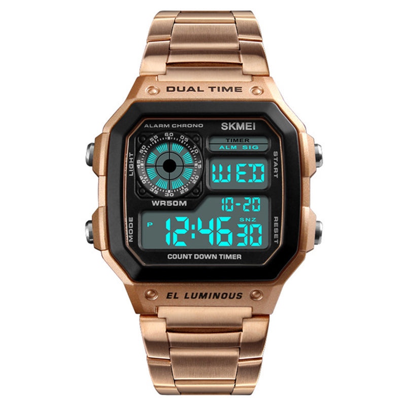 SKMEI 1335 Digital Watch Men Chronograph Alarm Watch Fashion Style Stainless Steel Sport Watch
